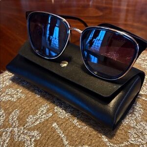 Men's Black Sunglasses with Dark Blue Lenses